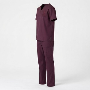 Ensemble d'uniformes médicaux bordeaux pour bloc opératoire – Tenues d'hôpital pour médecins, infirmières, dentistes – Idéal pour l'hiver et l'été - Product Image 2