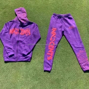 Fabricant de vêtements survêtement survêtements brodés pour hommes pantalons de survêtement et sweat à capuche unisexe ensemble de sweat à capuche avec logo imprimé bouffant personnalisé - Product Image 1