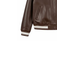 Veste en cuir véritable avec fermeture éclair sur le devant, respirante, coupe-vent, écologique, service OEM, doublure douce et confortable pour l'hiver