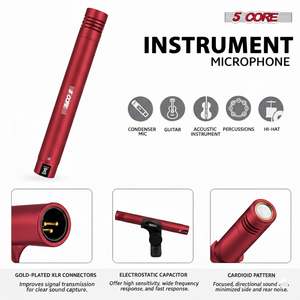 Kit de Micrófonos Profesionales de 5 Núcleos para Conga, Snare y Tom, con Conexión XLR, Cardioide y Unidireccional - Product Image 3