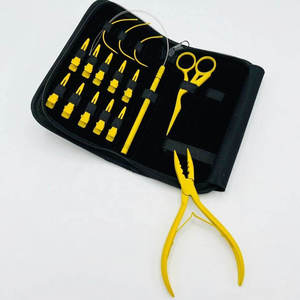 Professional Complete Hair Extension <b>Tools</b> <b>Kit</b> Flat Crimping Beads Removal Plier Hook Loop <b>Tool</b> <b>Mini</b> Scissor Curved Needle - Product Image 5