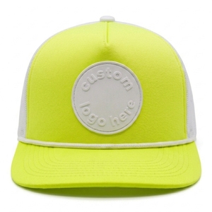 Gorra Trucker OEM de 5 Paneles con Parche de Goma, Malla, Cierre Ajustable, Cuerda y Visera Curva, Logotipo Personalizado, Venta al por Mayor de Fábrica - Product Image 4