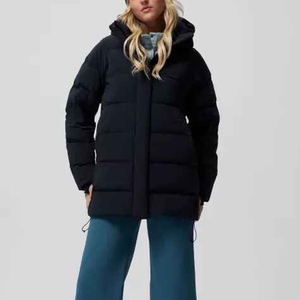High Quality Women's Lightweight Canvas Puffer Hooded Jacket Winter Bomber <b>Coat</b> <b>Zipper</b> Button Breathable Autumn Casual Outerwear - Product Image 3