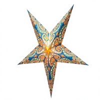 Lanterne en papier écologique artisanale réutilisable 60 cm motif Paisley bleu traditionnel décoration de Noël vente en gros Inde