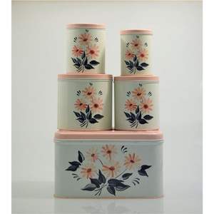 Vintage Metal Kitchen Canister Set Retro Hand-Painted Fruit Design Food Storage Container With <b>Crystal</b> <b>Knob</b> Lid For Home Decor - Product Image 5