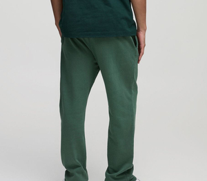 Pantalon de survêtement en coton vert pour homme, taille élastique, décontracté, avec logo imprimé sur la jambe droite, poids moyen, pour l'automne - Product Image 3