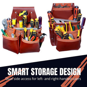 Cinturón de herramientas de cuero multifuncional y cómodo para trabajadores de la construcción, estilo personalizado con logotipo, color negro, venta al por mayor. - Product Image 4