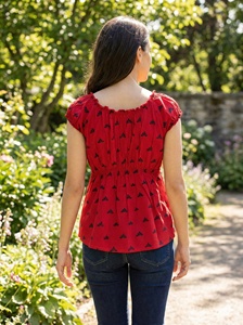 Blusas Elegantes de Rayón para Mujer, Manga Corta, Botones Geométricos, Estilo Vintage, Borlas Simples, Blusas Casuales Tejidas, Ecológicas, Primavera Otoño - Product Image 6