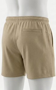 Shorts kaki pour hommes à taille élastique avec poches, coupe régulière, toutes saisons, couleur unie, vêtements de sport - Product Image 2