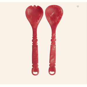 Juego de utensilios para servir ensalada de resina estilo americano, juego de cucharas para ensalada de resina verde bosque, vajilla de resina hecha a mano, cuchara para servir de resina. - Product Image 2