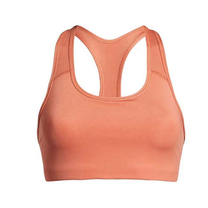 Woman's <b>Peach</b> Racer back Sports Bra Seamless Yoga Running Fitness Workout Crop <b>Top</b> Breathable Activewear Gym Training Wear - Product Image 1