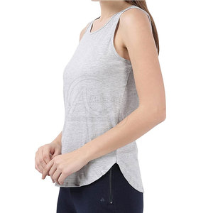 Débardeur en coton gris tricoté pour femme, col rond, couleur unie, respirant, longueur normale, pour un usage quotidien - Product Image 2