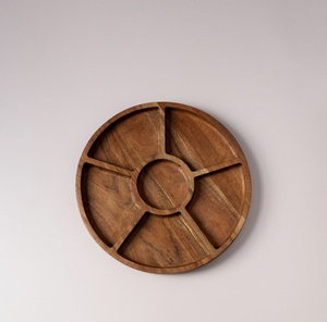 Handcrafted Wooden Curved Four Compartment Serving Tray Multipurpose <b>Snack</b> Organizer Dry Fruit Holder Decorative Tabletop <b>Plate</b> - Product Image 3