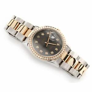 นาฬิกาข้อมือหรูหราประดับเพชรโมอิสซาไนต์ หน้าปัดสีดำ ตัวเรือนสองสี ทอง-เงิน ระบบอัตโนมัติ สายสแตนเลสสตีล - Product Image 2