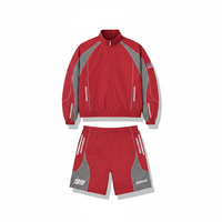 Ensemble de survêtement streetwear pour femme, deux pièces, hiver, grande taille, coupe-vent à capuche, veste courte zippée, 100% nylon et coton