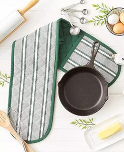 Doppia striscia Chef cucina cucina cottura collezione forno, doppio guanto da forno, 35x7.5 ", verde scuro | Importazioni di Design - Product Image 4