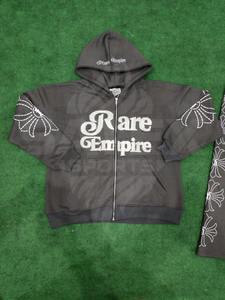 Survêtements pour hommes de haute qualité, décontractés, d'hiver, en molleton français, à capuche, avec broderie usée, patchwork, streetwear, en coton léger - Product Image 5