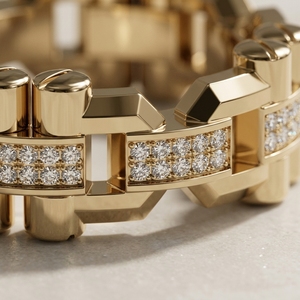 Anillo de compromiso de hip hop para hombre RAAMAA de oro macizo de 14K chapado en oro, con cadena de eslabones mecánicos gruesos, diseño personalizado y diamante sintético de laboratorio. - Product Image 3