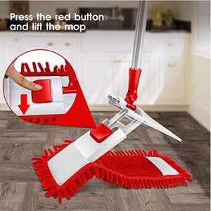 Balai à poussière professionnel en coton réutilisable pour sols plats, avec long manche métallique, essoreur automatique et plateau en acier inoxydable, durable, vente en gros - Product Image 1