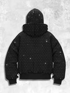 Cagoule d'hiver épaisse de haute qualité avec strass, design uni, double couche polyester/coton, écologique, logo personnalisé - Product Image 2