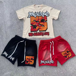 Custom Men’s Screen Printed Sun Faded Acid Wash <b>T</b> <b>Shirt</b> <b>and</b> Sweat <b>Shorts</b> <b>Set</b> 2 Piece Summer Casual <b>Short</b> <b>Set</b> Soft Comfortable - Product Image 2