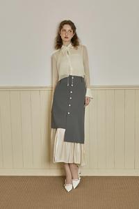 Jupe tissée vietnamienne vintage moderne / Artwear / Élégante taille haute unie toutes saisons DAISY - Jupe à panneaux en organza métallisé KV35 - Product Image 4