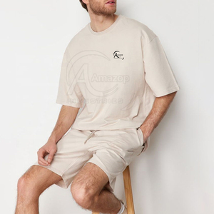 Unique Simple Style Breathable Cotton Made T-<b>Shirt</b> & <b>Shorts</b> <b>Set</b> Drawstring Wholesale <b>Men</b> Casual T-<b>Shirt</b> & <b>Shorts</b> <b>Set</b> - Product Image 6