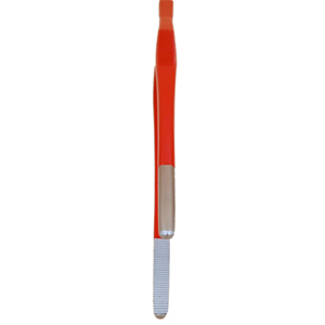 Pince de chef rouge en acier inoxydable à pointe droite argentée, pour la mise en assiette et le service, idéale pour les chefs. - Product Image 2