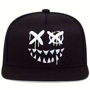 Casquette Snapback Unisexe avec Broderie Crâne Cartoon, 6 Panneaux, Réglable, Style Urbain, en Denim, Motif Animal, pour Tenue Décontractée - Product Image 6