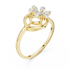 แหวนเพชรทรงกลมเจียระไนแบบบริลเลียนท์  แบบดอกไม้  ทองคำ 14K 18K สีเหลือง  DEF VVS  แหวนแต่งงานคลาสสิก ขายส่ง - Product Image 3