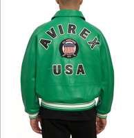 Jaket kulit asli gaya Avirex hijau | 2025 penjual terbaik kualitas tinggi | Pemasok jaket kulit OEM/ODM