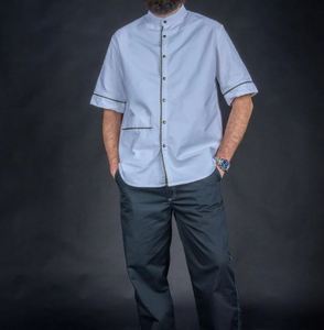 Short Sleeve Smock White <b>Shirt</b> Style <b>shirt</b> Workwear Heavy Duty staff clothing relaxed fit for Men Casual - Product Image 1