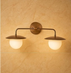 Modern Brass Art Deco Handmade Adjustable Double-Head Wall <b>Sconce</b> Round Indoor Home Decor <b>Lighting</b> Fixture - Product Image 2