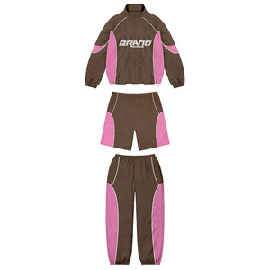 Mens 240 GSM Premium Polyester Taslon Tracksuit Set Black <b>Orange</b> Panel Sublimation Printed Logo Windbreaker Shorts for Men - Product Image 4