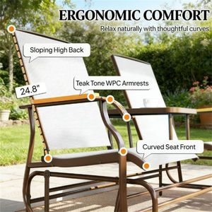 Sillón Doble de Exterior Color Blanco Crema con Mesa para Jardín o Patio - Product Image 3