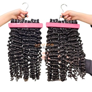 High Quality 100% Raw <b>Hair</b> Bundles Deep Wavy <b>Hair</b> Style Remy Machine Double Weft Human <b>Hair</b> Bundles Direct Wholesale Vendor - Product Image 2