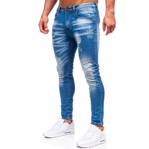 Jeans droits pour hommes sur mesure, détails boutonnés, coupe décontractée hiver, taille mi-haute, 100 % coton denim, vente en gros - Product Image 2