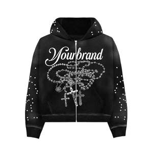 Sudadera con Capucha para Hombre 2026, de Alta Calidad, Personalizada con Impresión DTG, 100% Algodón Ecológico, Lavada y Desgastada, con Cordón Ajustable y Hombros Caídos - Product Image 1