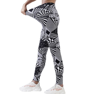 Womens Seamless <b>Leggings</b> Wholesale Custom Logo High Waist <b>Pocket</b> Abstract Print Activewear OEM Bulk Apparel Manufacturer - Product Image 4