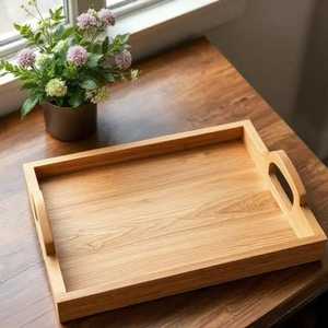 Plateau de service empilable en bois d'acacia, rectangulaire, pour le rangement des aliments, finition lisse, planche à collation pour hôtel, restaurant, ustensiles de cuisine - Product Image 6