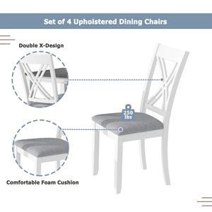 Minimalist <b>Rustic</b> 5-Piece <b>Dining</b> Room Set <b>Wood</b> <b>Table</b> with 4 Back Chairs for Small Spaces - Product Image 3