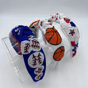 Diademas Deportivas Premium para Mujer, Hechas a Mano con Cuentas, con Nudo de Estrella, Accesorios para el Cabello, Diademas Florales para Baloncesto y Béisbol - Product Image 1