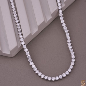3.00mm Moissanite Tennis <b>Necklace</b> in 925 Sterling Silver | Diamond Tennis Chain <b>Necklace</b> Luxury Jewelry for Women - Product Image 2