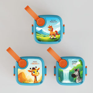 Boîte à bento pour enfants avec motif d'animaux mignons, boîte à lunch en plastique à un seul niveau avec poignée portable, boîte à lunch portable, boîte à lunch de bureau - Product Image 3