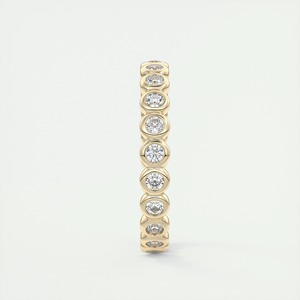 14k Yellow Gold Bezel Set Diamond <b>Ring</b> 1.35CT Brilliant Lab Grown IGI Certified Minimalist Women's Eternity Band <b>Stacking</b> <b>Ring</b> - Product Image 2