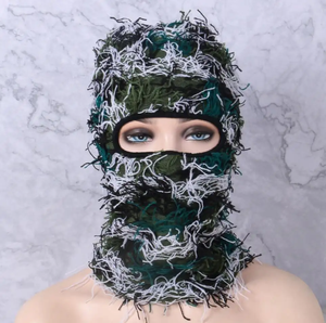 Unisex Camouflage Acrylic Knit Balaclava Beanie <b>Face</b> <b>Mask</b> <b>Winter</b> Hat Outdoor Casual Style 56-58CM Adult Size Hand Knitted - Product Image 1