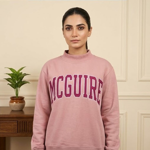 McGuire <b>Women's</b> Turtleneck <b>Sweatshirt</b> <b>Red</b> Club Mock Neck Pullover Gingham Embroidery Logo For Collegiate Student Organizations - Product Image 3