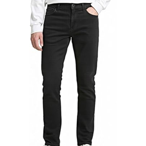 Jeans de mezclilla tejida de corte recto y ajuste regular para hombre, cintura media, casuales, de algodón, color liso, de tela gruesa, estilo urbano, lavado regular, para otoño - Product Image 1