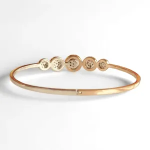 0.95ct Natural Diamond Cuff Bracelet 14K Gold Pave <b>Cluster</b> Stackable Jewelry - Product Image 5
