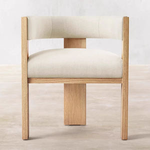 Sillas de Comedor Modernas Cordoba, Madera de Teca Sólida, Ratán Tejido, Acabado Natural, Tapicería de Lino Impermeable para Casa o Apartamento - Product Image 2